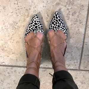 Leopard lace up flats